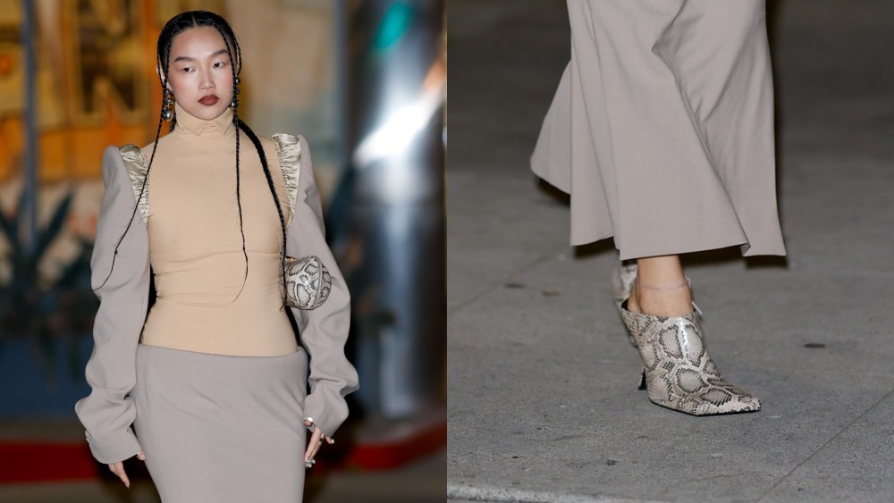Audrey Nuna is seen exiting the The GrammyAmazon Music '26 Lot Party on January 27, 2026 in Los Angeles, California.