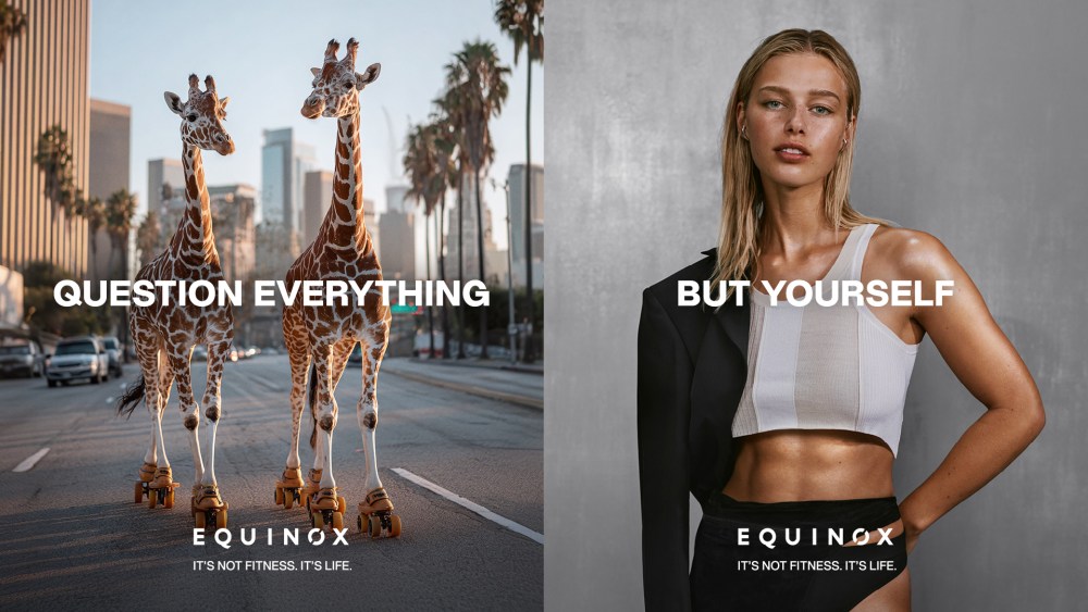 A still from Equinox's "Question Everything but Yourself" campaign.