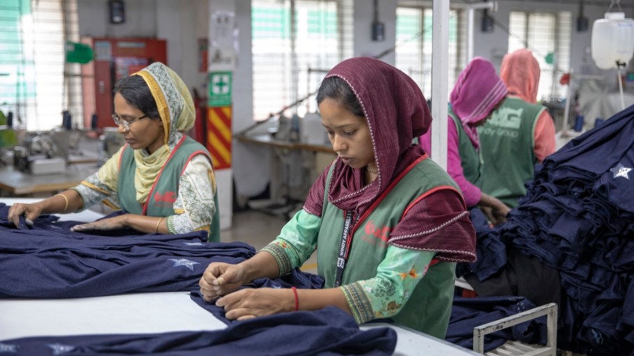 Readymade garments worker works in a green factory in Tongi, Bangladesh, on July 6, 2025.
