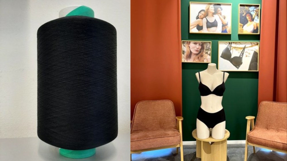 A Triumph lingerie set made entirely from 100 percent recycled nylon and Lycra fiber, produced as a prototype to demonstrate a new mixed-fiber recycling process developed by RadiciGroup.