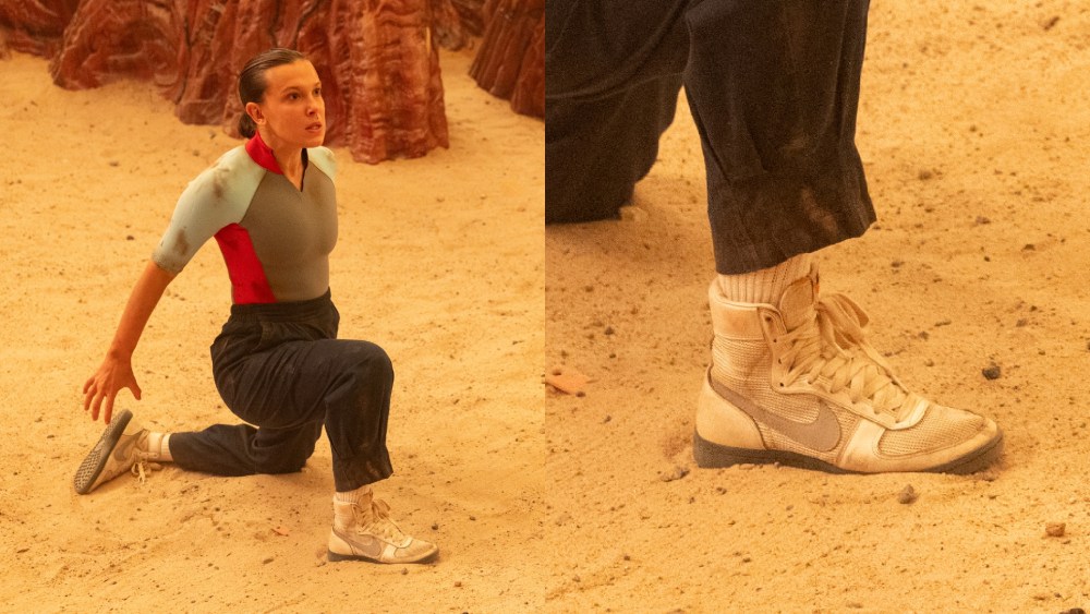 Millie Bobby Brown as Eleven behind the scenes of Stranger Things: Season 5.