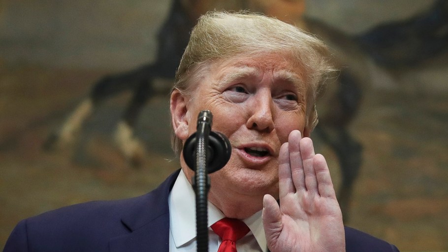 WASHINGTON, DC Ð JANUARY 9: U.S. President Donald Trump speaks  during an event to unveil significant changes to the National Environmental Policy Act, in the Roosevelt Room of the White House on January 9, 2020 in Washington, DC.