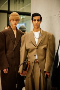 Backstage at the Hed Mayner Men’s Fall 2026 ready-to-wear show at Pitti Uomo