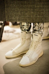 Backstage at the Hed Mayner Men’s Fall 2026 ready-to-wear show at Pitti Uomo