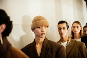 Backstage at the Hed Mayner Men’s Fall 2026 ready-to-wear show at Pitti Uomo