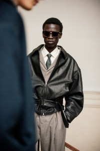Backstage at the Soshiotsuki Men’s Fall 2026 ready-to-wear show at Pitti Uomo
