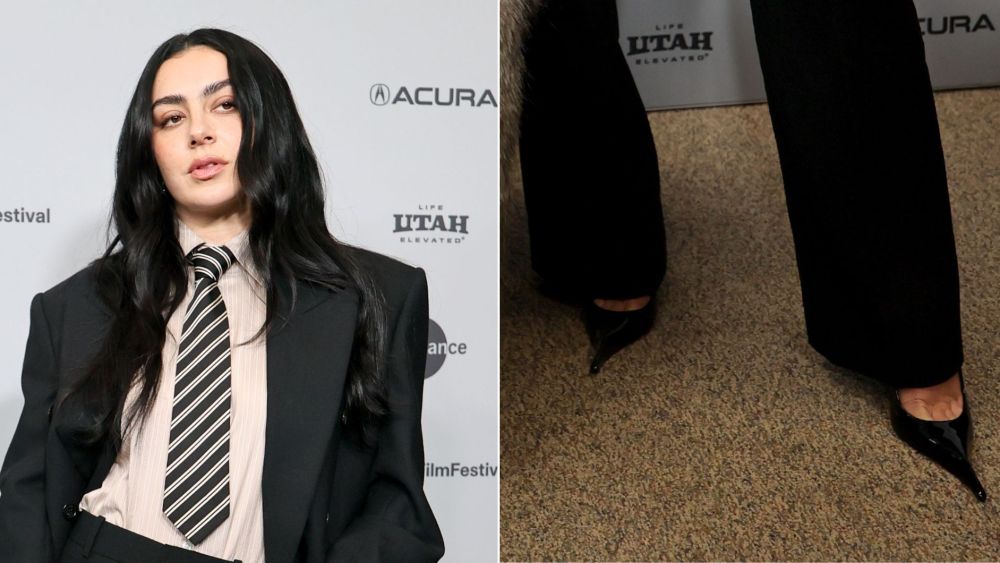 Charli XCX wears head-to-toe Saint Laurent, including the label's patent leather Amalia slingback pumps, at the Sundance premiere of "The Moment" on Friday.