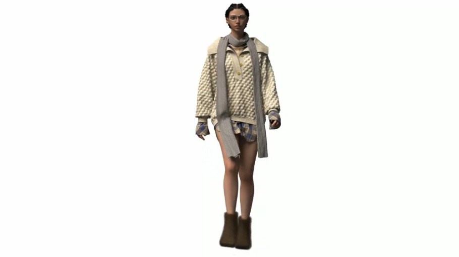 A 3D visualization of garments created with CLO's design software.
