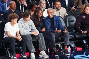 Michelle Obama and Barack Obama at The 2026 NBA All-Star Game held at the Intuit Dome on February 15, 2026 in Los Angeles, California.