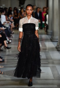 Model on the catwalk (Photo by Giovanni Giannoni/Penske Media via Getty Images)