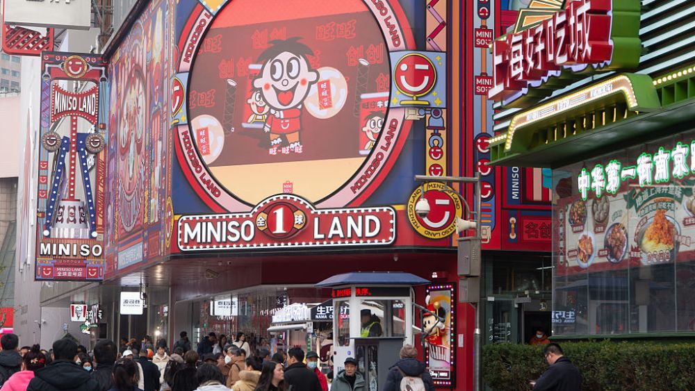 A general view of a Miniso store is seen on Nanjing East Road in Shanghai, China, on January 29, 2026. (Photo by Ying Tang/NurPhoto via Getty Images)