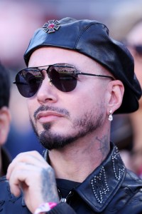 J Balvin looks on from the field prior to Super Bowl LX between the Seattle Seahawks and the New England Patriots at Levi's Stadium on February 08, 2026 in Santa Clara, California.