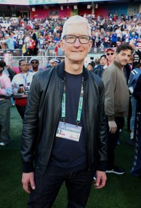 Tim Cook attends the Super Bowl LX Pregame at Levi's Stadium on February 08, 2026 in Santa Clara, California.