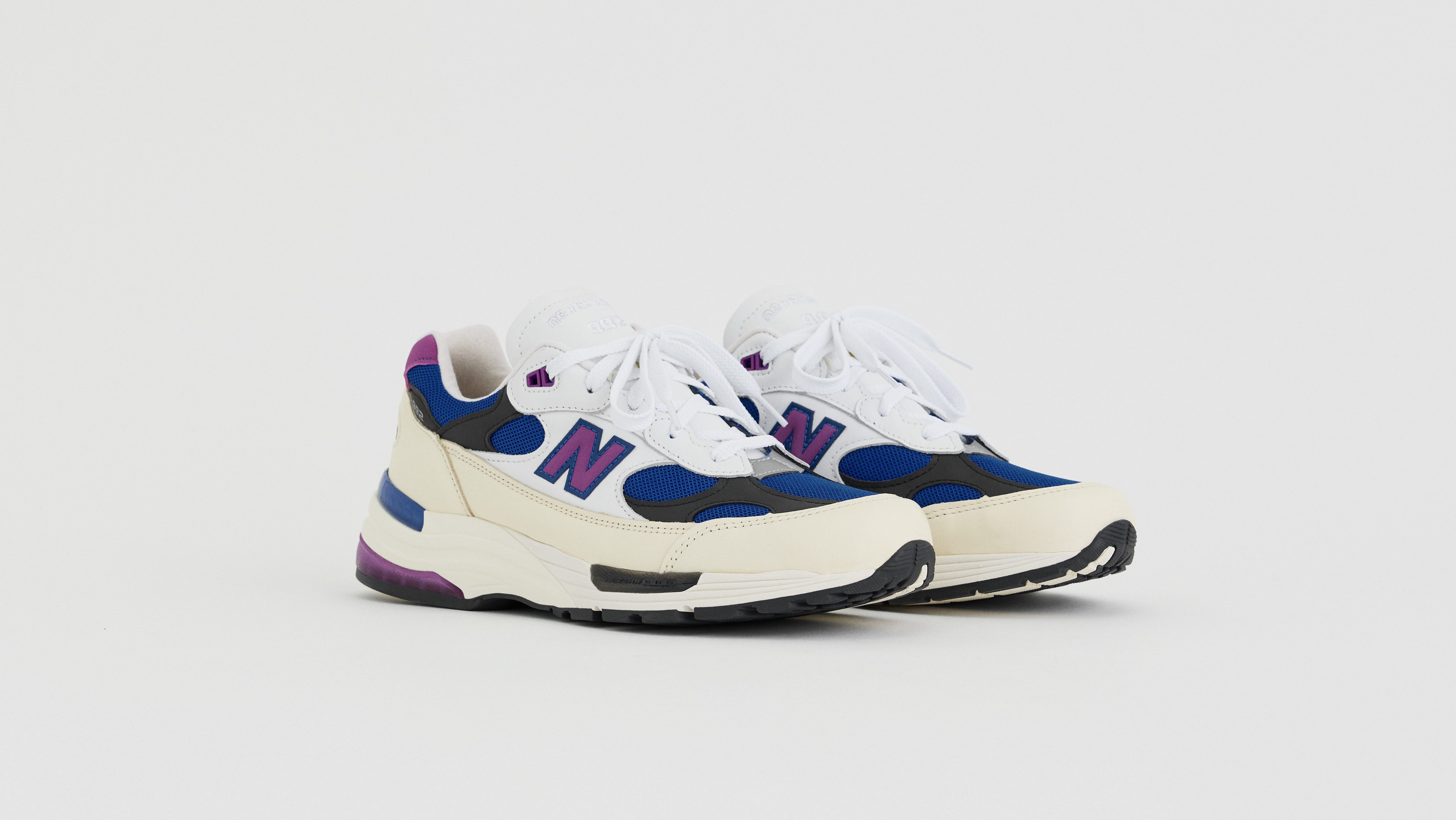 New Balance 992 White/Team Royal/Purple Fuchsia.