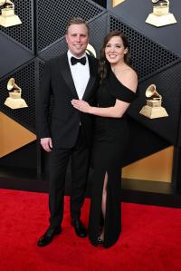 Andy Albert and Emily Albert at the 68th GRAMMY Awards held at the Crypto.com Arena on February 01, 2026 in Los Angeles, California.