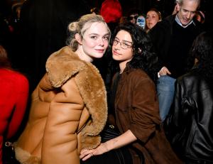 Elle Fanning and Odessa A'zion at the Coach fashion show as part of RTW Fall 2026 held at Cipriani on February 11, 2026 in New York, New York.