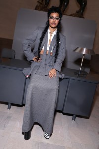 Teyana Taylor at the GQ Bowl, presenting the Thom Browne Fall 2026 collection held at Legion of Honor on February 06, 2026 in San Francisco, California.