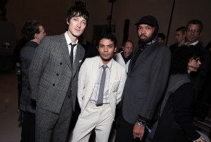 Samuel Hine, Nicky Campbell and Kyle Smith at the GQ Bowl, presenting the Thom Browne Fall 2026 collection held at Legion of Honor on February 06, 2026 in San Francisco, California.