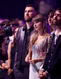 Travis Kelce and Taylor Swift at the 2026 iHeartRadio Music Awards held at Dolby Theatre on March 26, 2026 in Los Angeles, California.