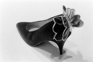 Maud Frizon butterfly appliqued suede pumps, New York, 1985.