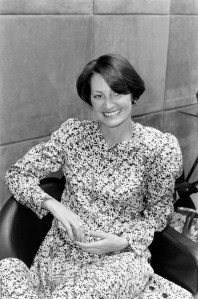 Designer Maud Frizon photographed at her New York city shoe boutique in 1985.
