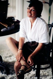 Maud Frizon photographed in her shoes at her Paris store on July 15, 1981.