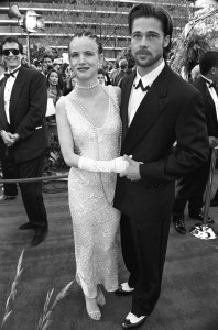 Juliette Lewis and Brad Pitt attend the 1992  Academy Award ceremony.