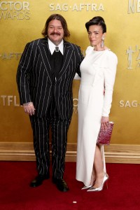 Matty Matheson and Trish Spencer at the 32nd Annual Actor Awards Presented by SAG-AFTRA held at Shrine Auditorium and Expo Hall on March 01, 2026 in Los Angeles, California.