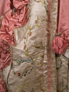 English-style dress and skirt (detail), circa 1780-1790