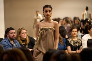 A model walks the runway during the AK|OK Anamika Khanna show at Lakme Fashion Week 2026 on March 19, 2026 in Mumbai, India