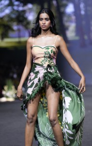 A model walks the runway during the Salon X Verandah show at Lakme Fashion Week 2026 on March 21, 2026 in Mumbai, India.
