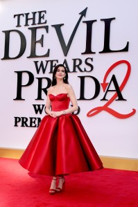 NEW YORK, NEW YORK - APRIL 20: Anne Hathaway attends "The Devil Wears Prada 2" New York Premiere on April 20, 2026 in New York City. (Photo by Dia Dipasupil/Getty Images)