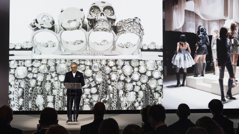 Kering CEO Luca de Meo speaking at the luxury group's Capital Markets Day in Florence.