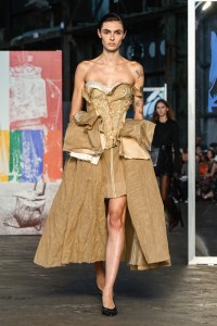 Model on the runway at the Jason Wu Collection fashion show as part of Spring/Summer 2026 New York Fashion Week held at the Agger Fish Building in the Brooklyn Navy Yard on September 14, 2025 in Brooklyn, New York.