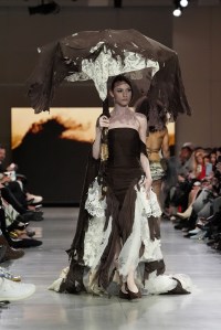 A model walks the runway wearing a look by LIM student designers Stacie Epps and Beatriz Lopez during LIM College's 81st Annual Fashion Show "Global Fashion Fusion" at The Glasshouse on April 10, 2026 in New York City.