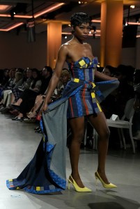 A model walks the runway wearing a look by Veronica Fletcher for Sonny Michael during LIM College's 81st Annual Fashion Show "Global Fashion Fusion" at The Glasshouse on April 10, 2026 in New York City.