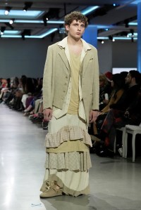 A model walks the runway wearing a look by ESMOD France student designer Aivan Cox during LIM College's 81st Annual Fashion Show "Global Fashion Fusion" at The Glasshouse on April 10, 2026 in New York City.