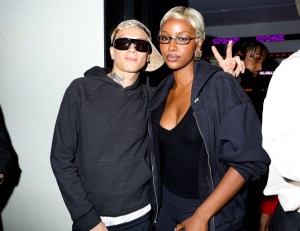 Central Cee and Justine Skye at the Spinelli Kilcollin x Simi Haze LA Party on April 15, 2026 in Los Angeles, California.