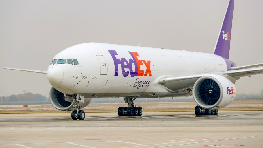 Flight FX5286 operated by FedEx lands at Qingdao Jiaodong International Airport in Qingdao, China, on November 11, 2024. (Photo by Costfoto/NurPhoto via Getty Images)
