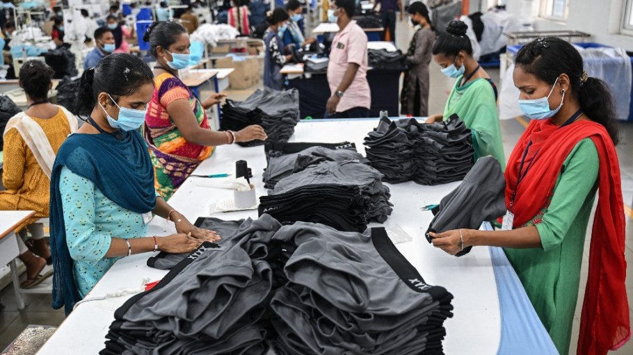 Employees a garment factory in Tiruppur, in India's southern state of Tamil Nadu.