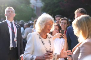 WASHINGTON, DC - APRIL 27: Queen Camilla attends a Garden Party on day one of her State visit to the United States of America with King Charles III on April 27, 2026 at the White House in Washington, DC. King Charles III and Queen Camilla will visit the nation's capital, New York City, and Virginia during the trip arranged to celebrate the 250th anniversary of US independence. (Photo by  Ian Volger - Pool/Getty Images)