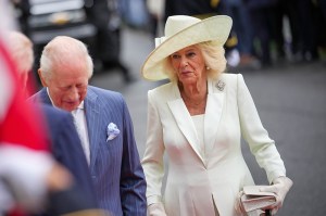 WASHINGTON, DC - APRIL 28: King Charles III and Queen Camila  arrive to a state arrival ceremony on the South Lawn of the White House on April 28, 2026 in Washington, DC. President Trump and King Charles III will participate in a number of activities including a bilateral meeting in the Oval Office, with the king later addressing a joint meeting of the United States Congress. (Photo by Andrew Harnik/Getty Images)