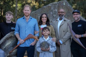 MELBOURNE, AUSTRALIA - APRIL 16: Meghan, Duchess of Sussex and Prince Harry, Duke of Sussex pose for a photo on April 16, 2026 during a Scar Tree Walk in Melbourne, Australia. The Duke and Duchess of Sussex are on a four-day visit to Australia, with engagements across Melbourne, Canberra and Sydney. (Photo by Asanka Ratnayake/Getty Images)