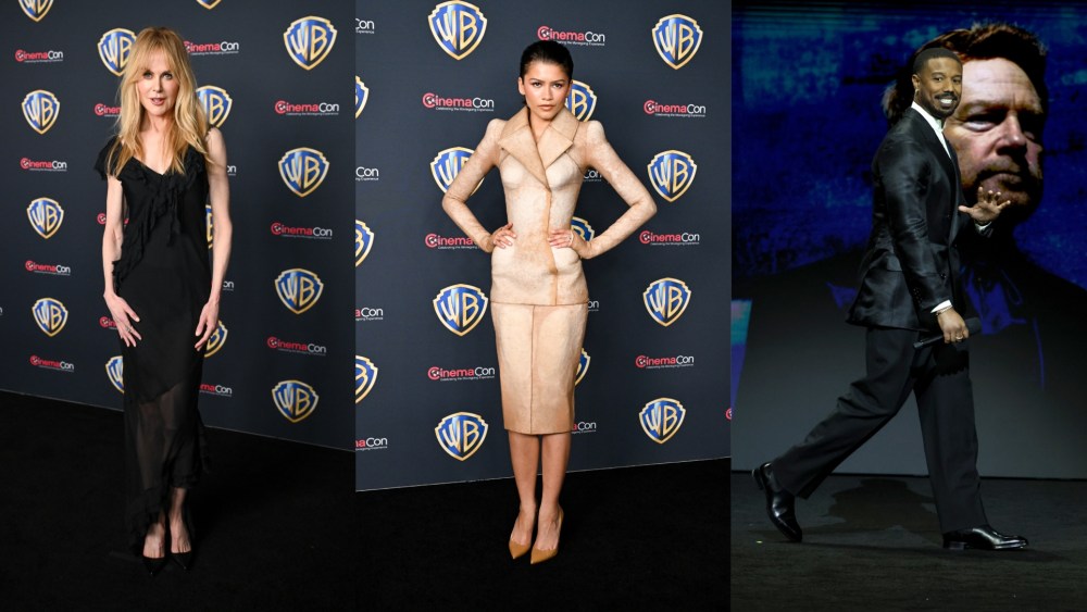 Celebrity shoes at CinemaCon 2026.