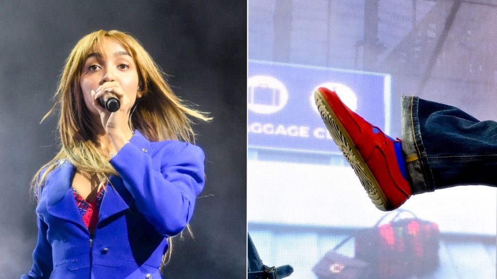 PinkPantheress wearing Ugg's new Quill Ballet Flat in Red Pepper as she performs at the 2026 Coachella Valley Music And Arts Festival - Weekend 1 - Day 2 on April 11, 2026 in Indio, Calif.