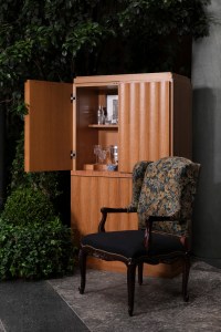 Andre Nightstand and Artwork from Clare Potter commissioned by Ralph Lauren Home at the Ralph Lauren Showroom in Milan.