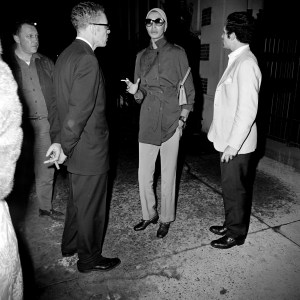 Model and editor China Machado with guests outside 122 East 78th Street, New York