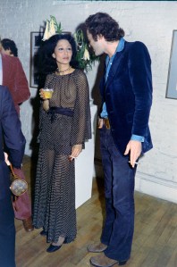 China Machado (L) and Joe Wemple attend a party in honor of David Hockney, held in the New York City loft apartment of art dealer Michael Findlay, on May 15, 1972.