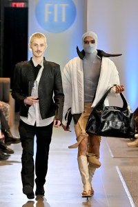 Designer Evan Ciurca and a model walk the runway during the FIT's 2026 Future of Fashion runway show on May 07, 2026 in New York City.
