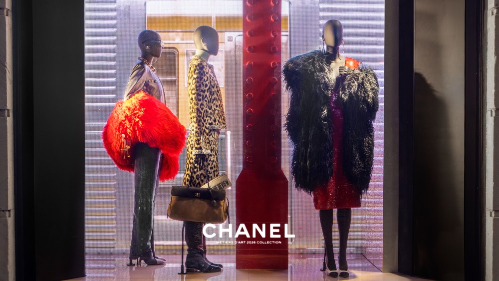 Bergdorf Goodman window featuring Chanel's Métiers d'art Collection.